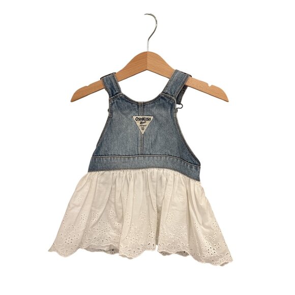 Oshkosh Bgosh Girls Denim Vestbak Dress Lot Of 2 Floral & Eyelet Ruffle Skirts S - Picture 5 of 15